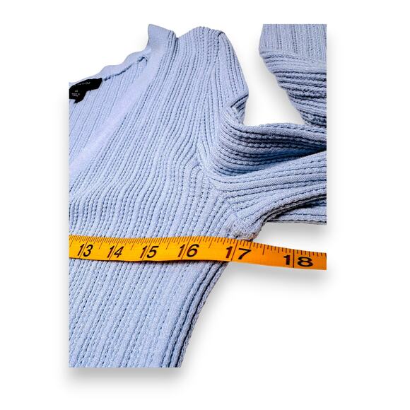 Ann Taylor Pastel Blue Fitted Ribbed Button Front Cardigan Top Size XS - Picture 5 of 9